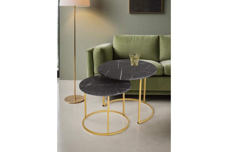 Стол журнальный МеталлАрт М001 черный мрамор/золото-14