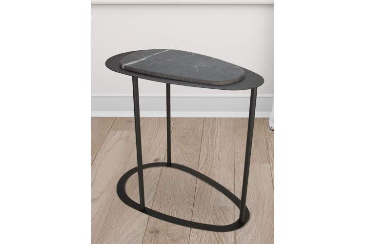 Стол журнальный МеталлАрт М024 черный мрамор/черный-3