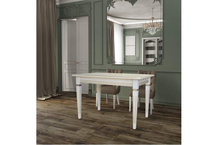 Стол обеденный Васко В 86Н слоновая кость/золото 120/170*80-2