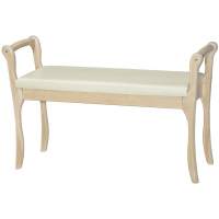 Скамья для прихожей с подлокотниками мягкая, экокожа крем, каркас лак в гостиную