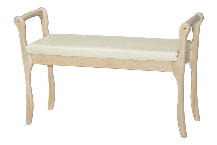 Скамья для прихожей с подлокотниками мягкая, экокожа крем, каркас лак