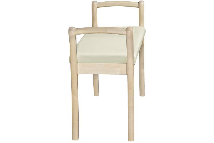 Скамья для прихожей с подлокотниками мягкая, экокожа крем, каркас лак-1