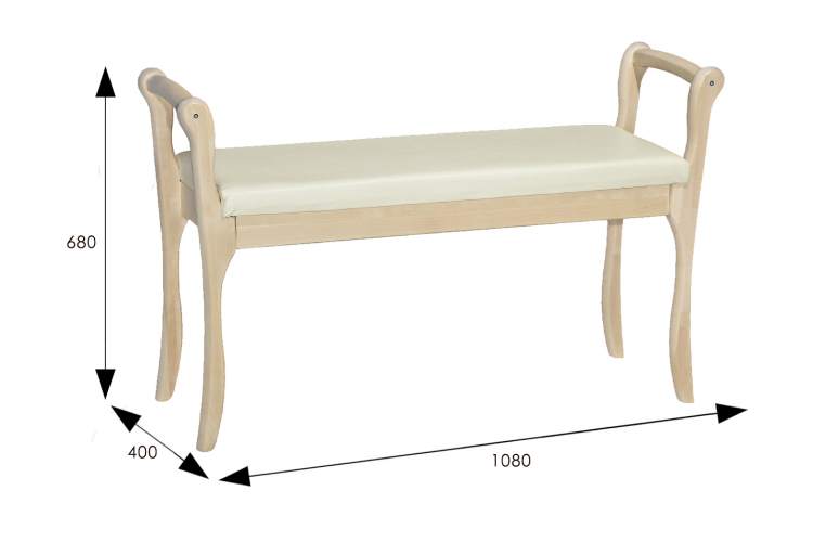 Скамья для прихожей с подлокотниками мягкая, экокожа крем, каркас лак-4