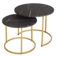 Стол журнальный МеталлАрт М001 черный мрамор/золото в гостиную