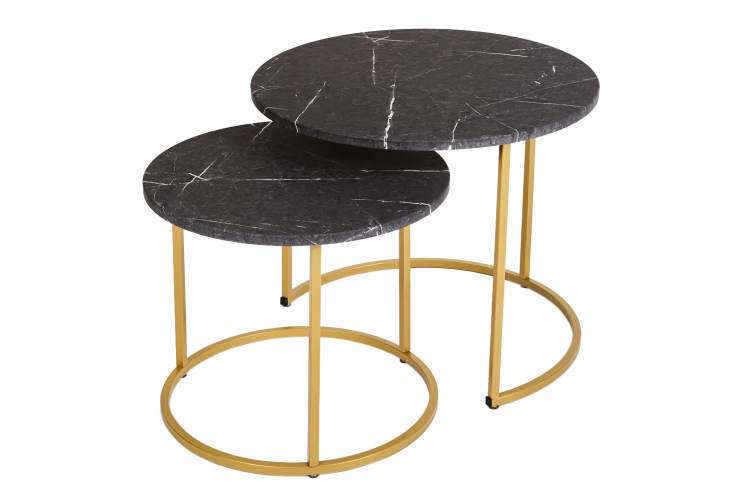 Стол журнальный МеталлАрт М001 черный мрамор/золото