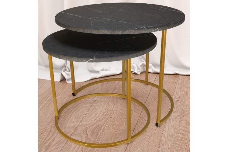 Стол журнальный МеталлАрт М001 черный мрамор/золото-9