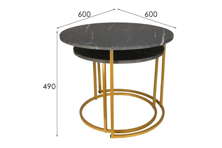 Стол журнальный МеталлАрт М001 черный мрамор/золото-16