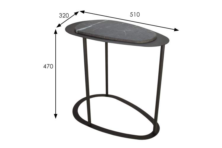 Стол журнальный МеталлАрт М024 черный мрамор/черный-5