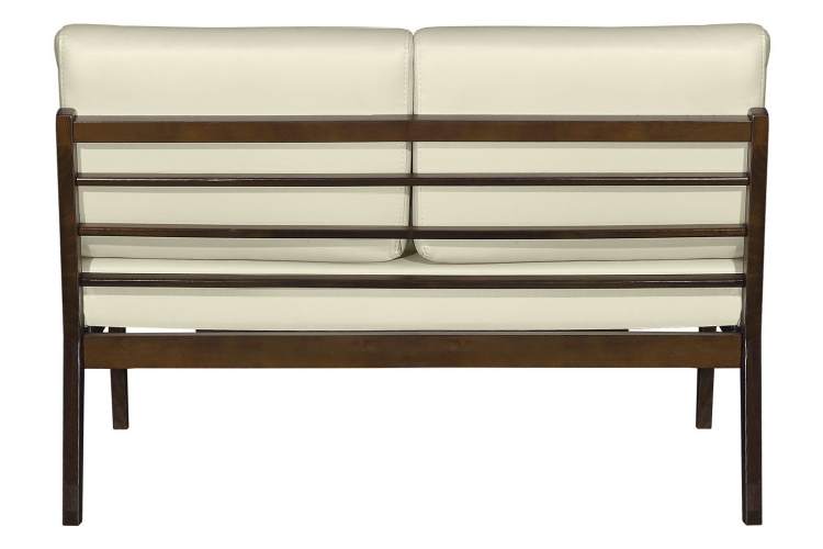 Диван-скамья Массив мягкая экокожа крем, каркас орех-3