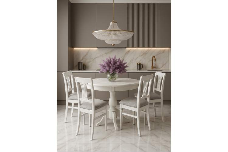 Стул Анри белый/серебро, Атина серебро-5