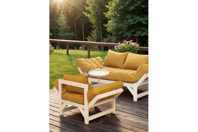 Диван Бинго ткань savana plus yellow, каркас лак-15