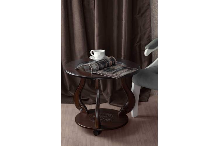 Стол журнальный Грация (С) на колесах темно-коричневый-9