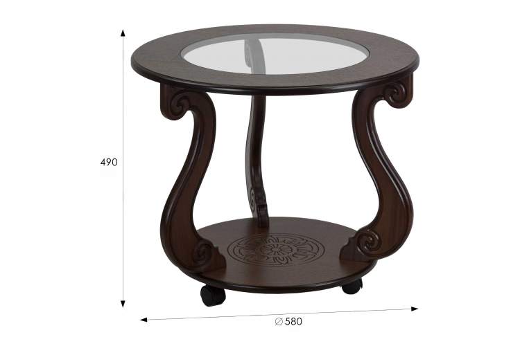 Стол журнальный Грация (С) на колесах темно-коричневый-7