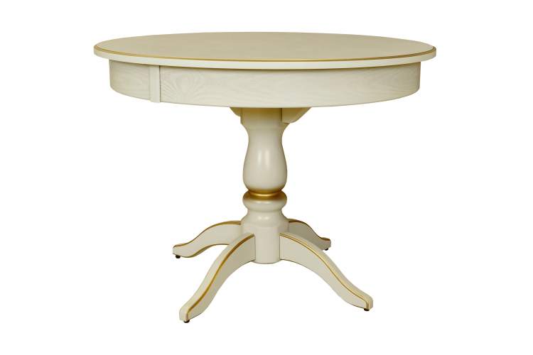 Стол обеденный Моро 04 раздвижной слоновая кость/золото 100/140*100