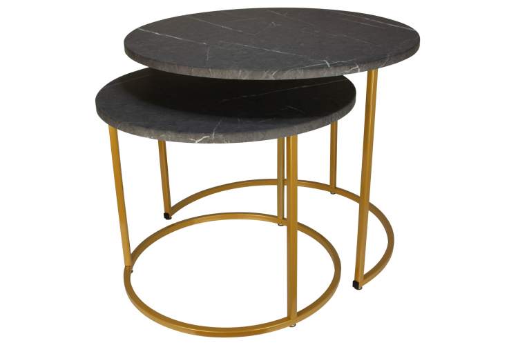 Стол журнальный МеталлАрт М001 черный мрамор/золото-1