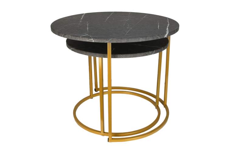 Стол журнальный МеталлАрт М001 черный мрамор/золото-2