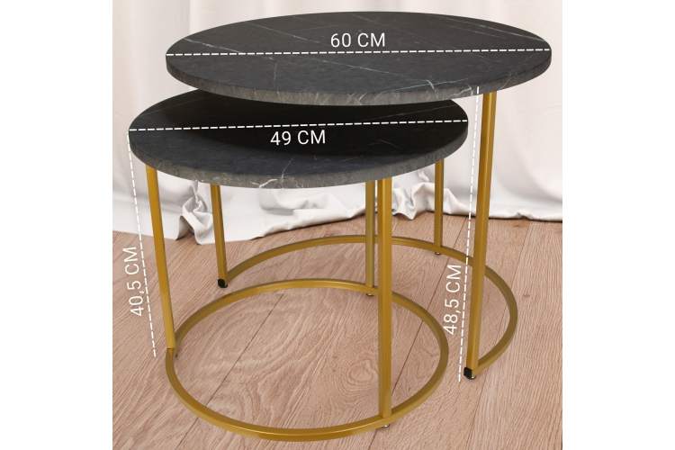 Стол журнальный МеталлАрт М001 черный мрамор/золото-15