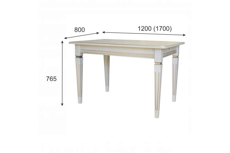 Стол обеденный Васко В 86Н слоновая кость/золото 120/170*80-4