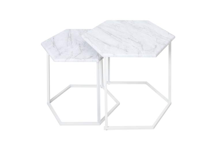 Стол журнальный МеталлАрт М003 белый мрамор/белый-1