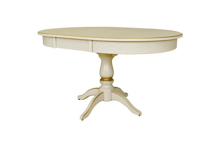 Стол обеденный Моро 04 раздвижной слоновая кость/золото 100/140*100-1