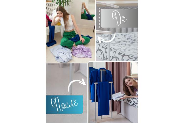 Вешалка костюмная Дэви 1 металлик/дуб сонома-12