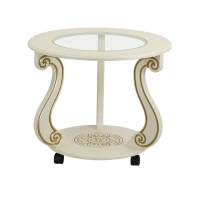 Стол журнальный Грация (С) на колесах слоновая кость/золото в гостиную