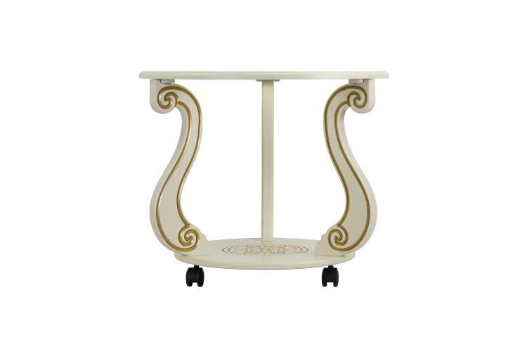 Стол журнальный Грация (С) на колесах слоновая кость/золото-2