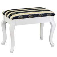 Банкетка Ретро с ящиком белый, ткань полоса синий