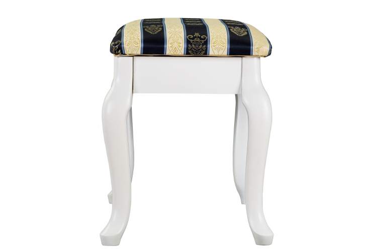 Банкетка Ретро с ящиком белый, ткань полоса синий-1