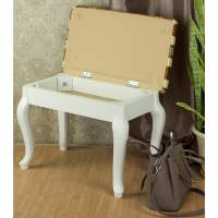 Банкетка Ретро с ящиком белый, ткань полоса коричн.