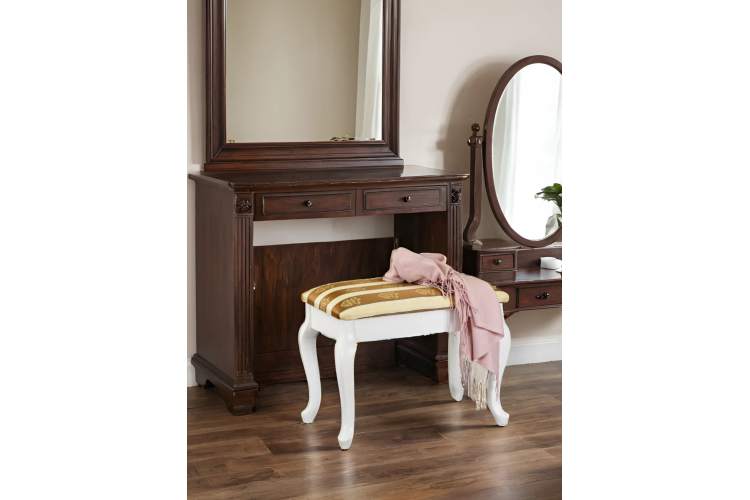 Банкетка Ретро с ящиком белый, ткань полоса коричн.-2