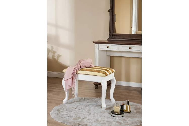 Банкетка Ретро с ящиком белый, ткань полоса коричн.-4