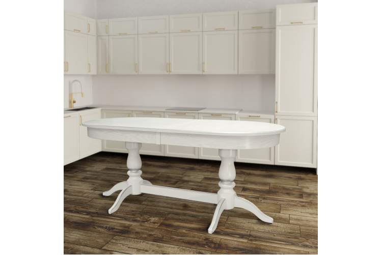 Стол обеденный Тарун 3 раздвижной белый/серебро 150/200*84-4