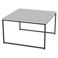 Стол журнальный Овер белый мрамор/черный в гостиную