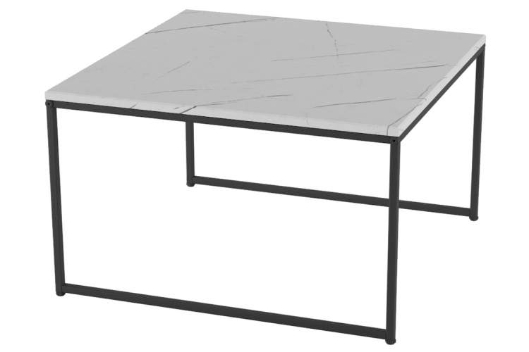 Стол журнальный Овер белый мрамор/черный