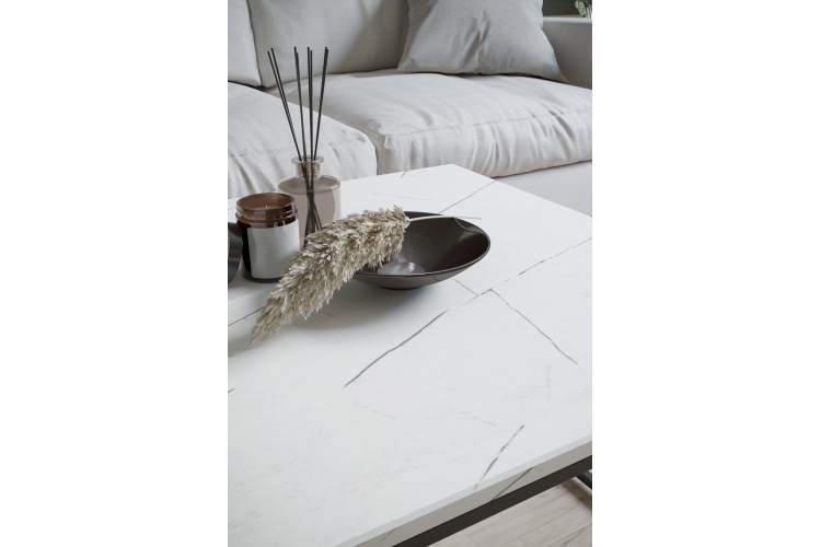 Стол журнальный Овер белый мрамор/черный-2