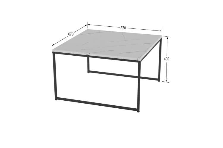 Стол журнальный Овер белый мрамор/черный-3