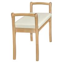 Скамья для прихожей с подлокотниками мягкая, экокожа крем, каркас бук в гостиную