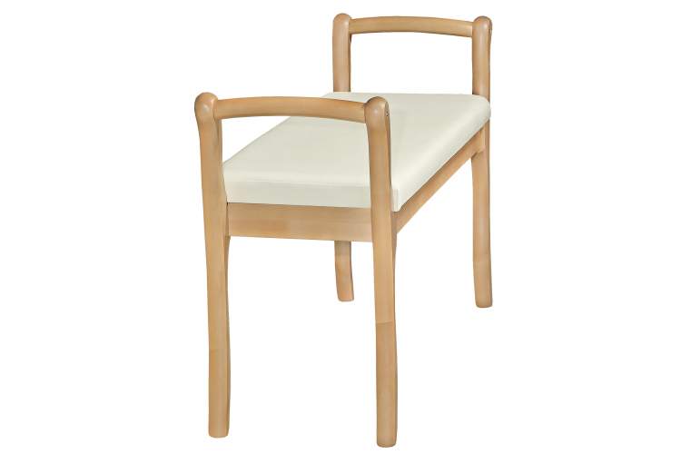 Скамья для прихожей с подлокотниками мягкая, экокожа крем, каркас бук