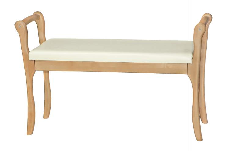 Скамья для прихожей с подлокотниками мягкая, экокожа крем, каркас бук-1