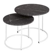 Стол журнальный МеталлАрт М001 черный мрамор/белый в гостиную