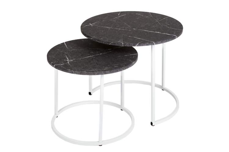 Стол журнальный МеталлАрт М001 черный мрамор/белый