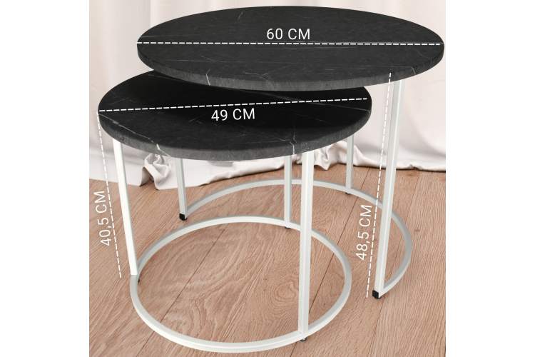 Стол журнальный МеталлАрт М001 черный мрамор/белый-15