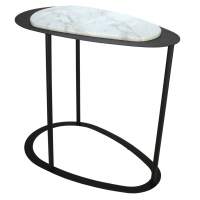Стол журнальный МеталлАрт М024 белый мрамор/черный в гостиную