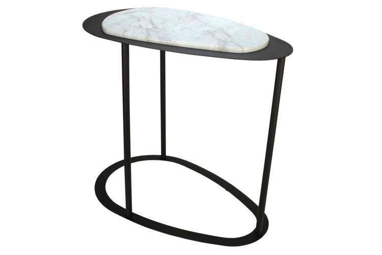 Стол журнальный МеталлАрт М024 белый мрамор/черный