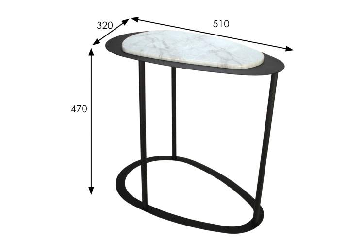 Стол журнальный МеталлАрт М024 белый мрамор/черный-7