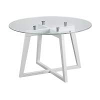 Стол журнальный Рилле 445 белый/стекло прозрачное (круг) в гостиную