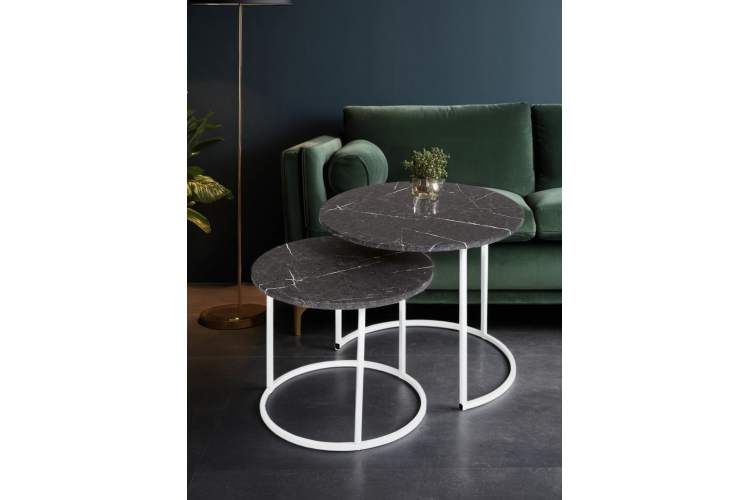Стол журнальный МеталлАрт М001 черный мрамор/белый-13