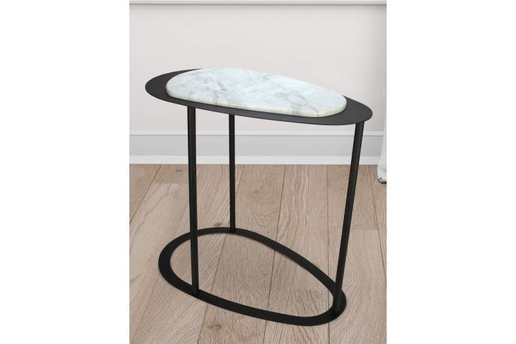 Стол журнальный МеталлАрт М024 белый мрамор/черный-5