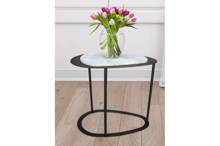 Стол журнальный МеталлАрт М024 белый мрамор/черный-6